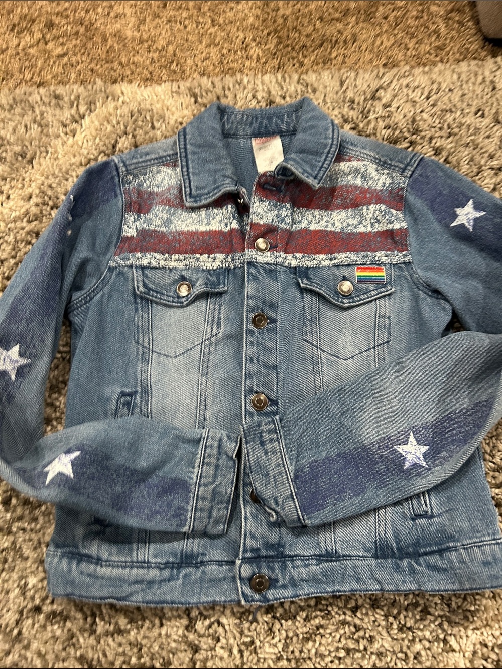 Marvel Blue Denim Jacket with Red & White Stripe and Star Accents